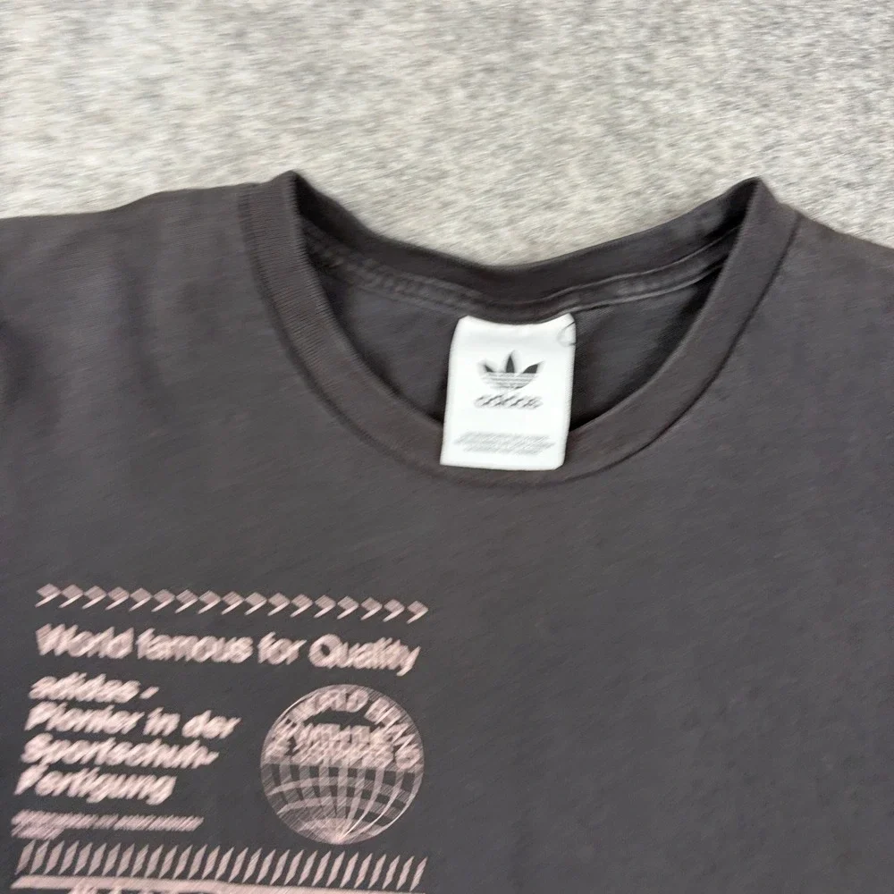 Adidas T-Shirt Mens Medium Black Graphic Press Information Transition Phase Y2K‎